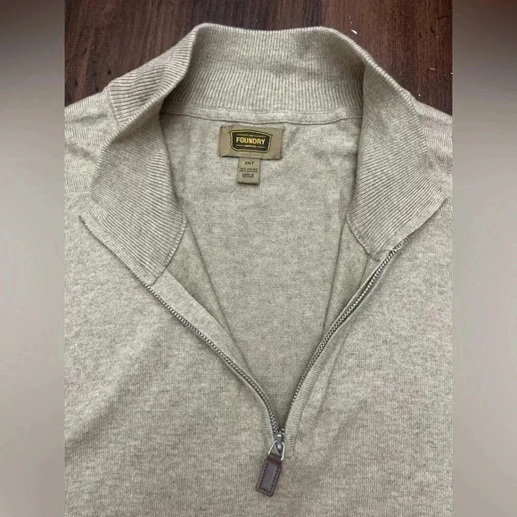 Foundry Supply Quarter Zip Sweater Size 2XLT Tall Beige Long Sleeve Lightweight - Picture 5 of 13